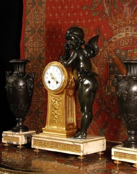 fig 4. **** SOLD **** Cupid - Stunning Antique French Clock Set. ~ French - Circa 1890 ~